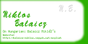miklos balaicz business card